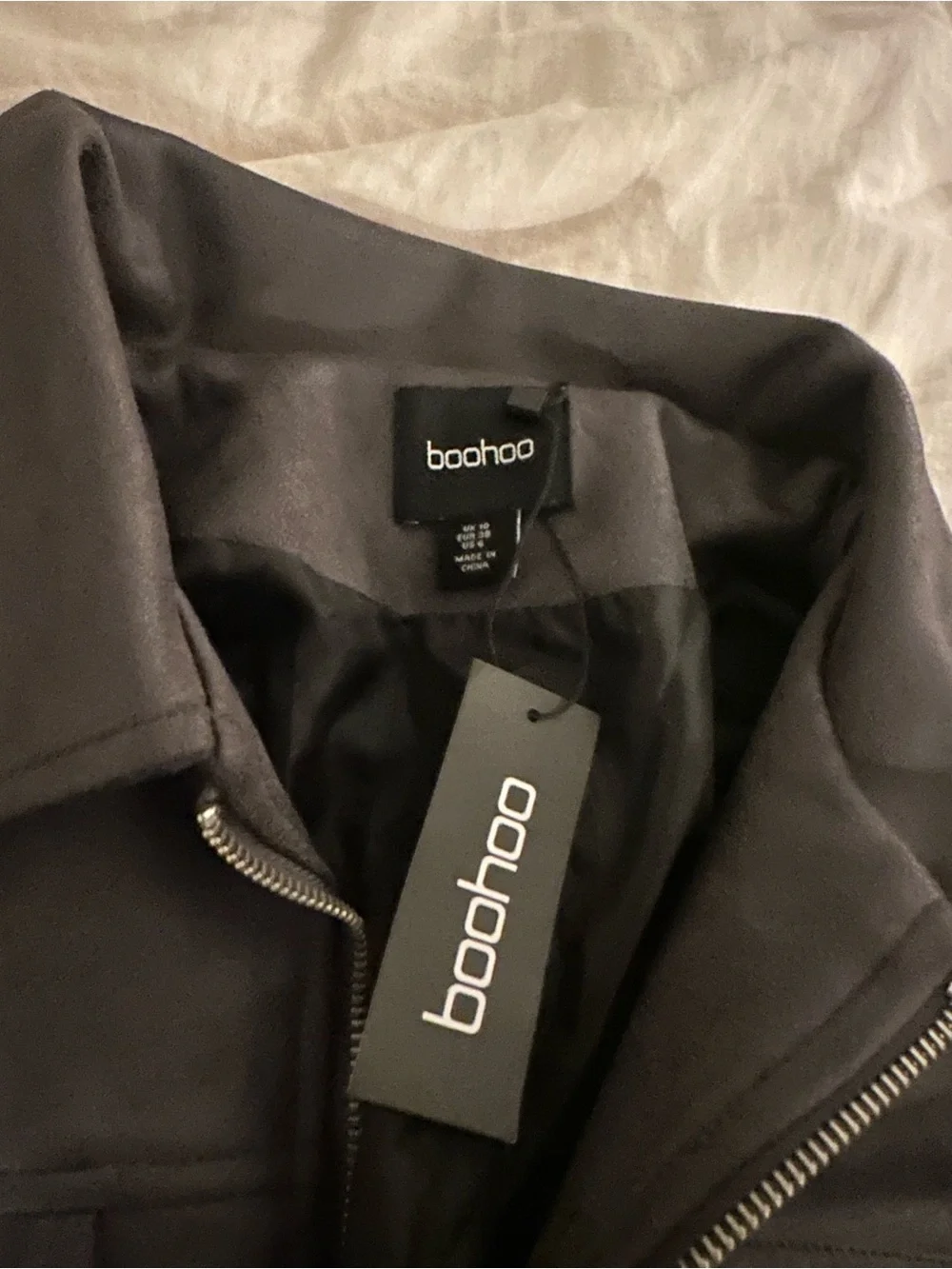 Boohoo Charcoal Black Cropped Utility Bomber Jacket